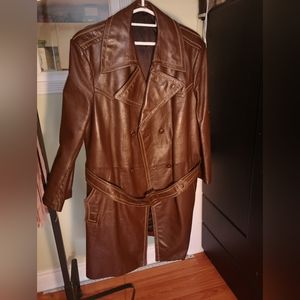 Vintage leather trench coat.